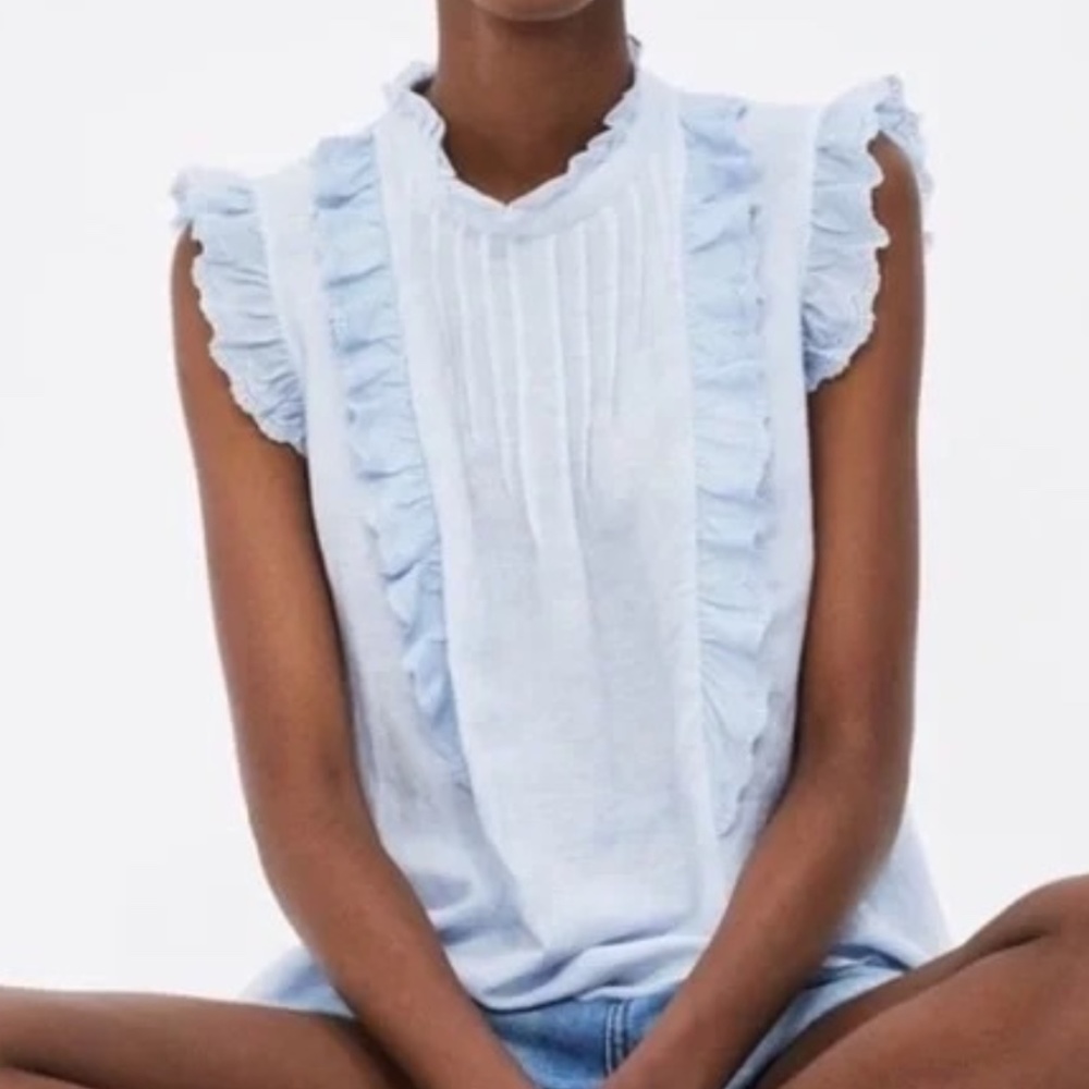 ZARA RUFFLED TOP WITH TUCKS